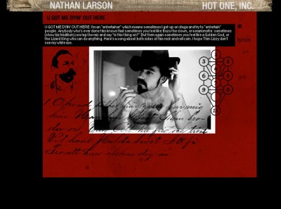 website design for Nathan Larson's Jealous God